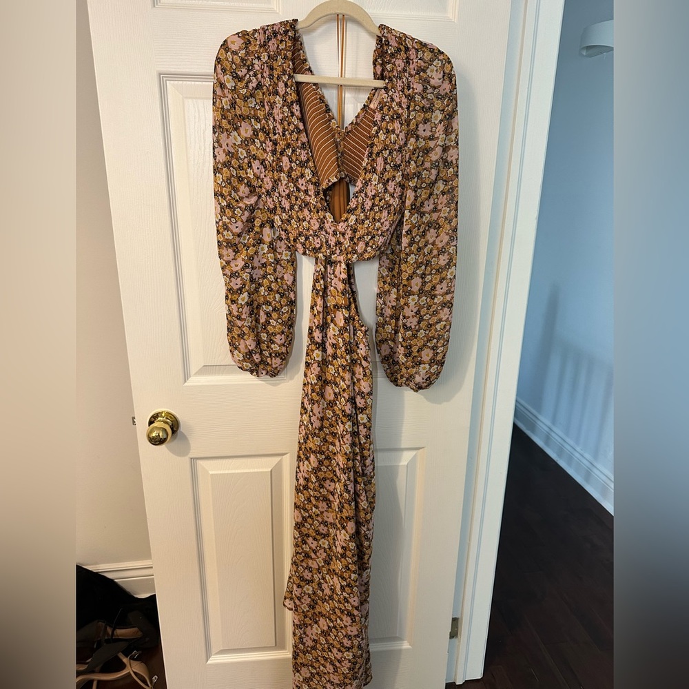 The Latest Scoop Floral Cutout Maxi Dress